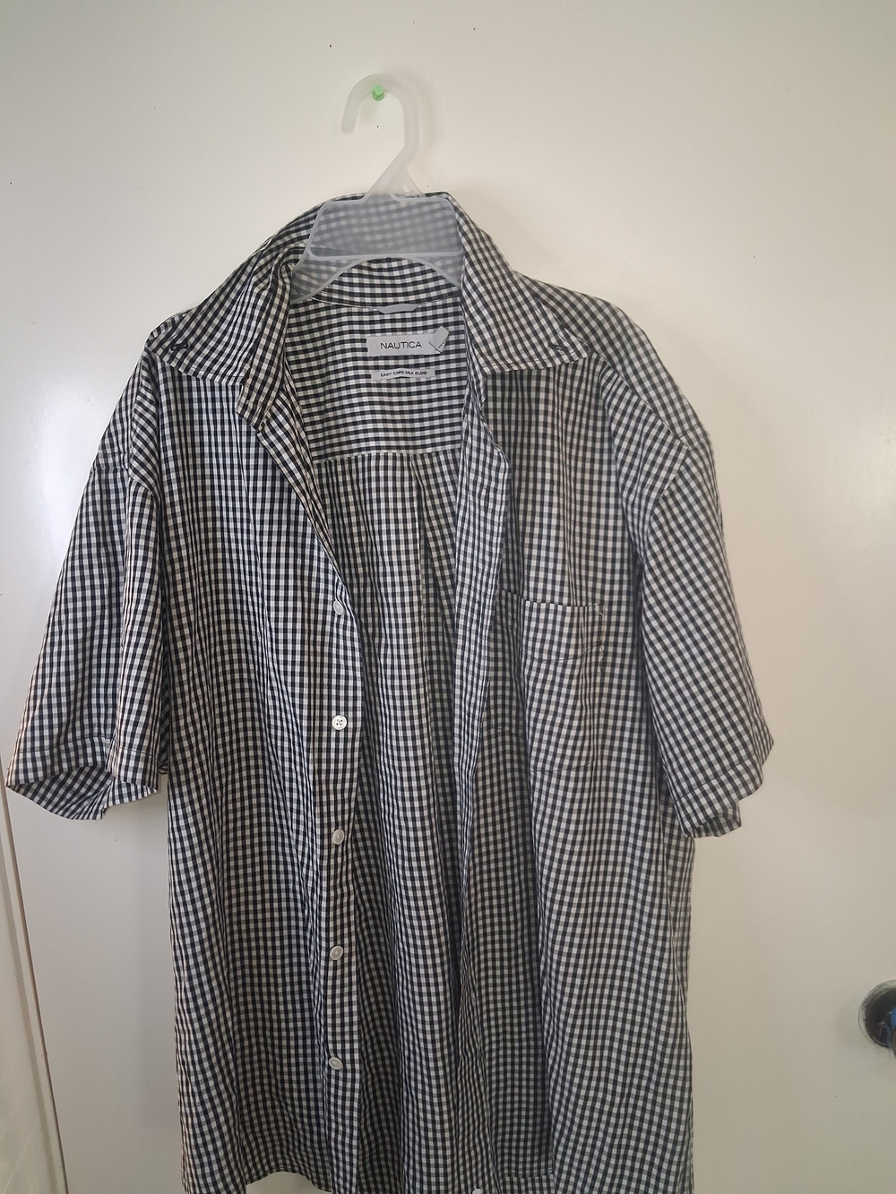 Nautica Black and White Gingham Short Sleeve Button-Down Shirt